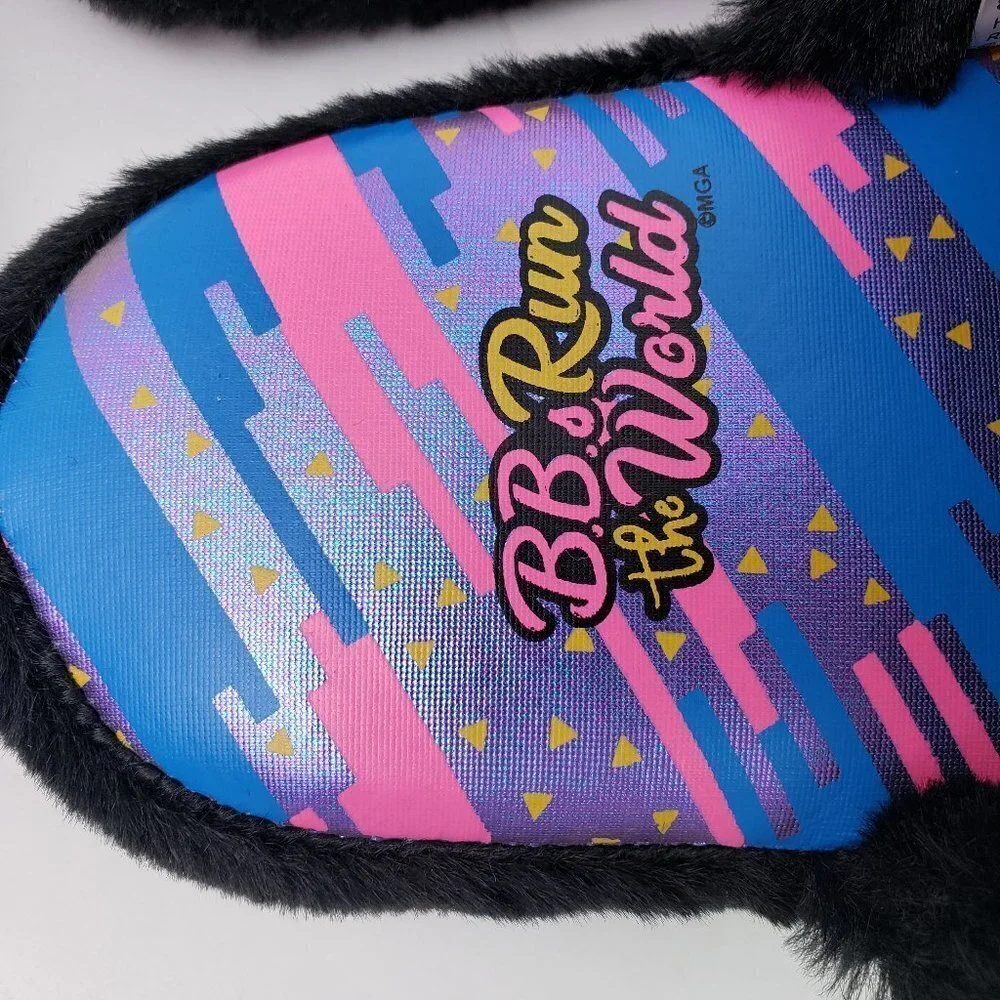 LOL Surprise BBs Run The World Girls Size 2/3 Black Pink Comfy Slip On Slippers
